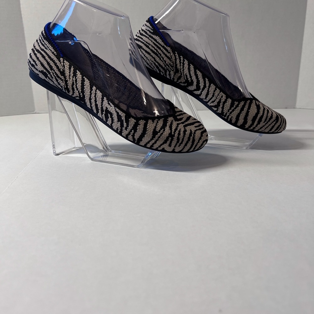 Rothy's Black and Cream Zebra Knit Flats